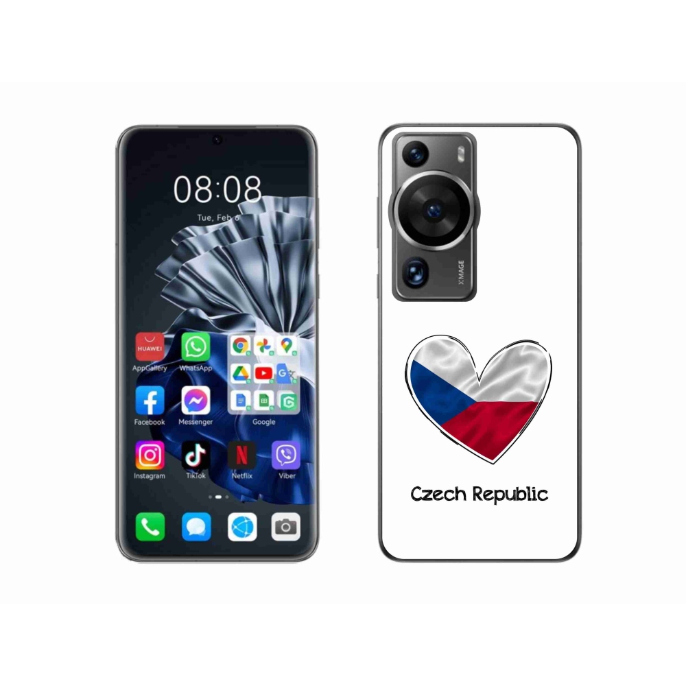 Gél borító mmCase a Huawei P60 Pro készülékhez - zászló szív fehér háttérrel