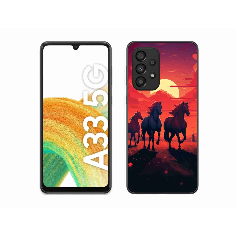 Gél borítás mmCase Samsung Galaxy A33 5G - lovak és naplemente