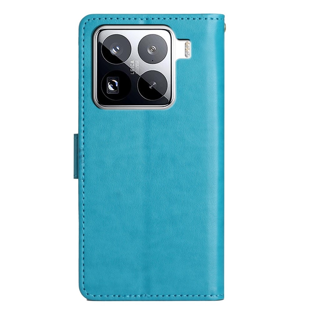 Virágok könyv tok Xiaomi 15 Pro-hoz - kék