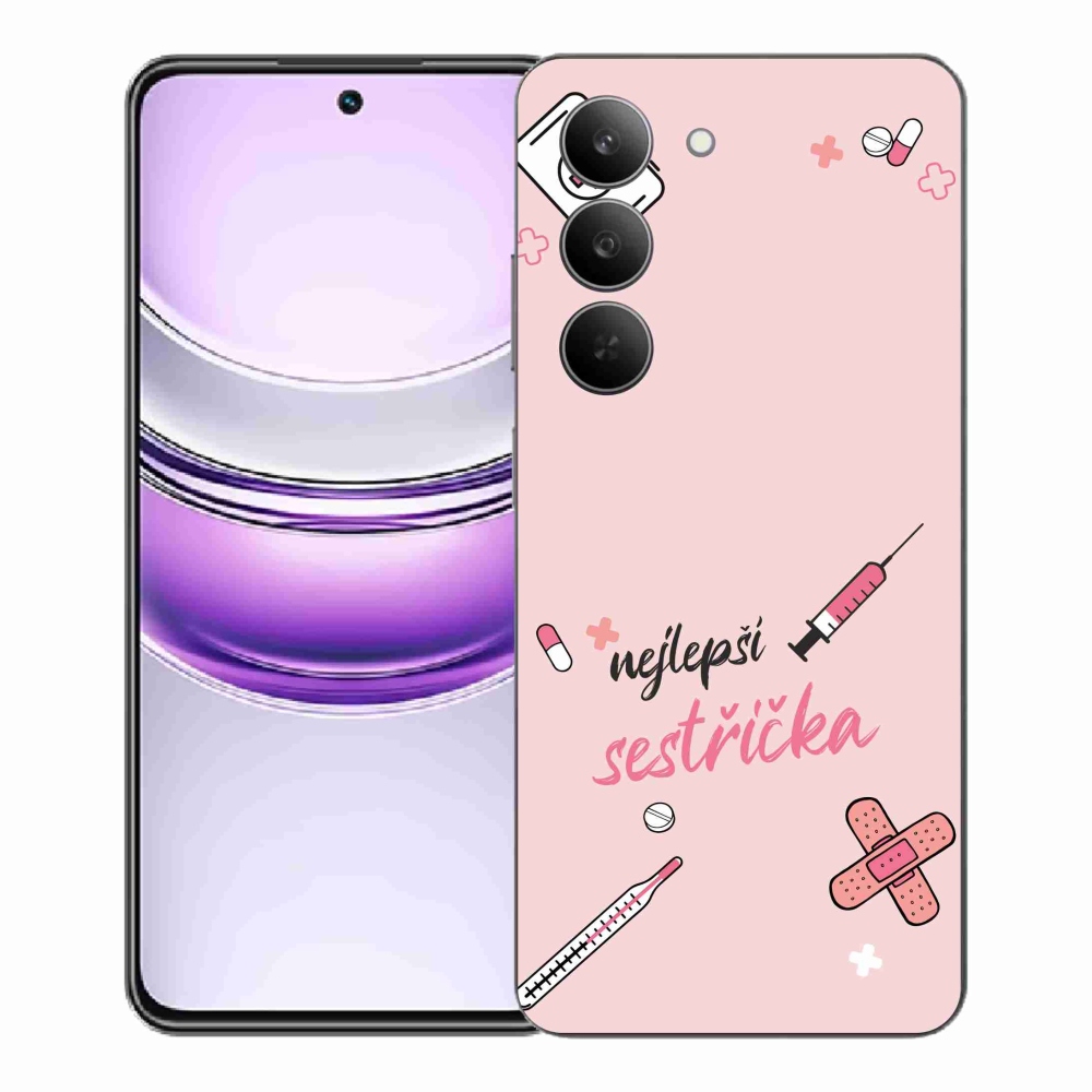 Gél borító mmCase a Realme 14x 5G-n - a legjobb kishúg rózsaszín háttérrel