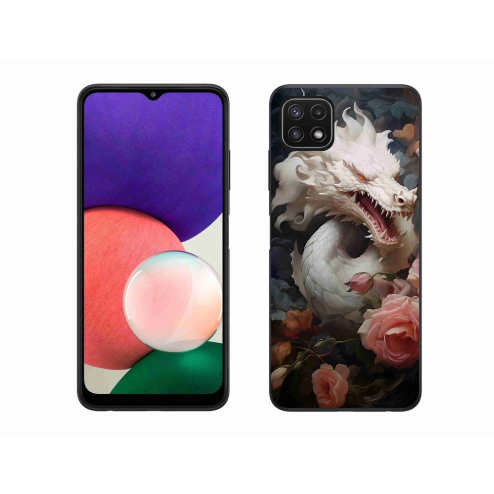 Gél védőhuzat mmCase Samsung Galaxy A22 5G - fehér sárkányhoz