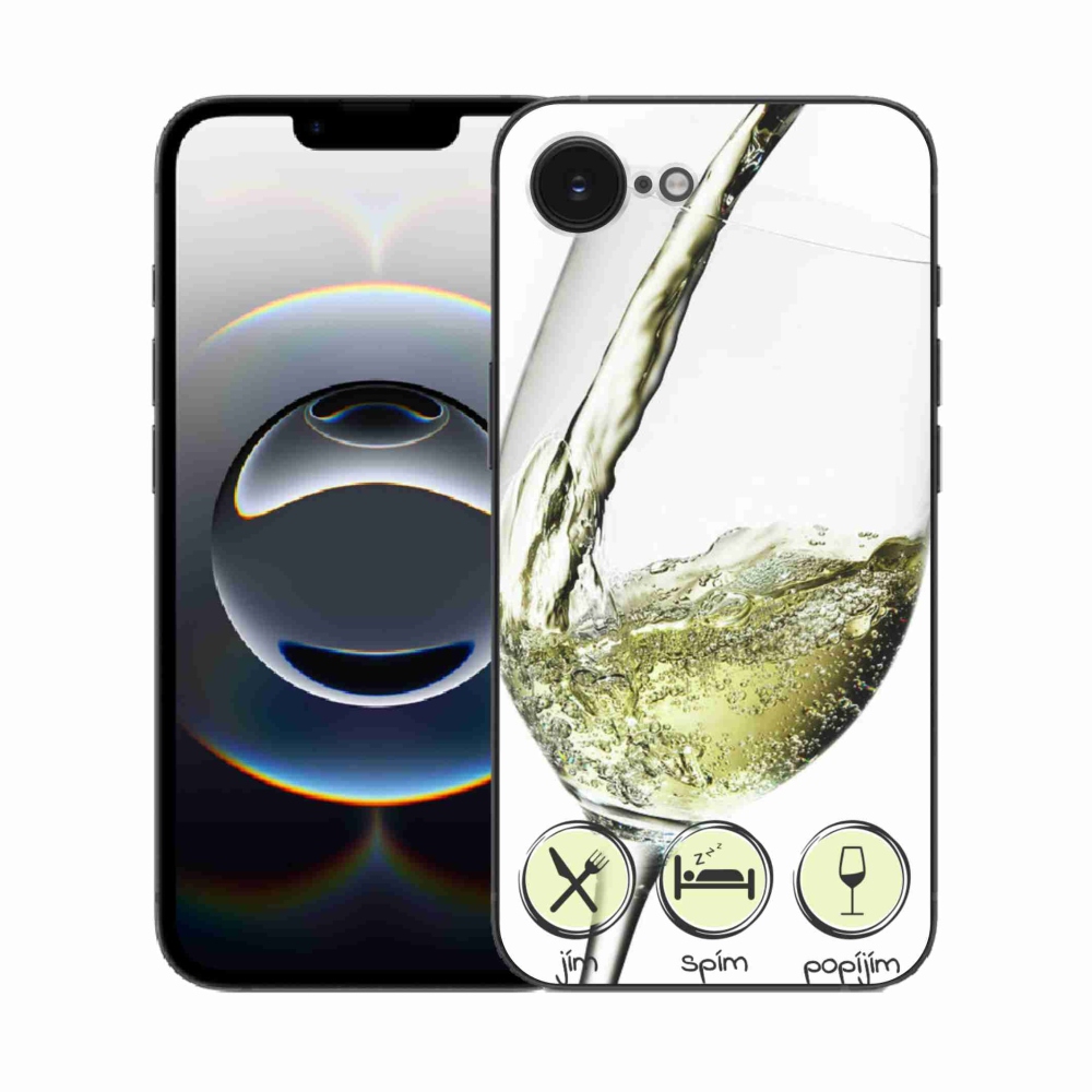 Zselés borítás mmCase iPhone 16e készülékhez - borospohár fehér