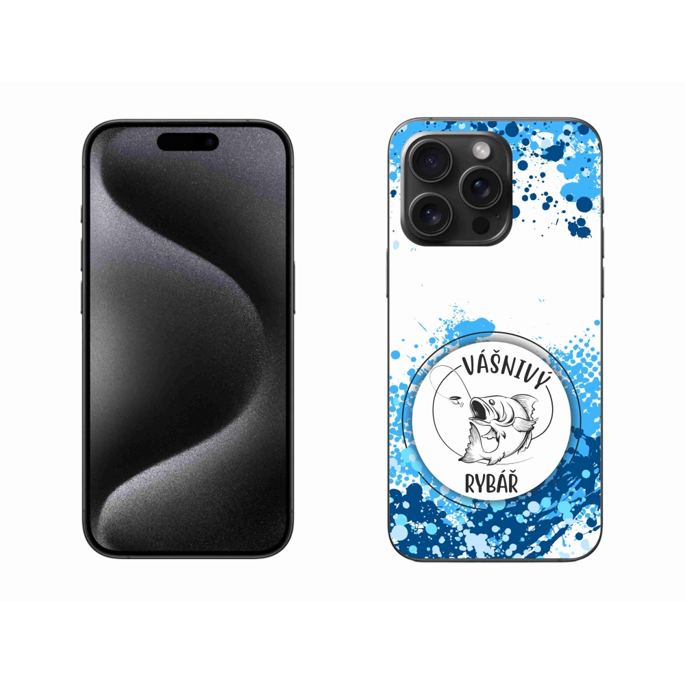 Gél borító mmCase iPhone 15 Pro Max készülékhez - szenvedélyes halász fehér háttérrel