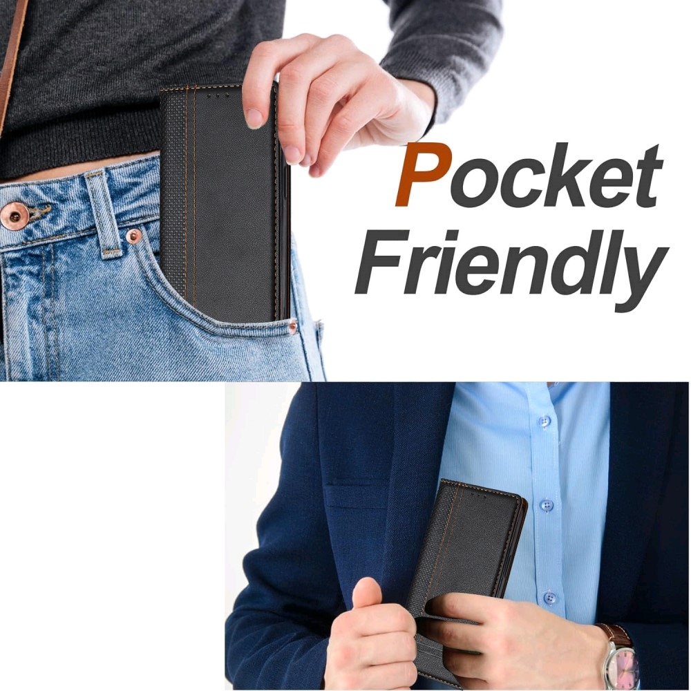 L-alakú könyvtáska Honor 400 Lite-hoz - fekete