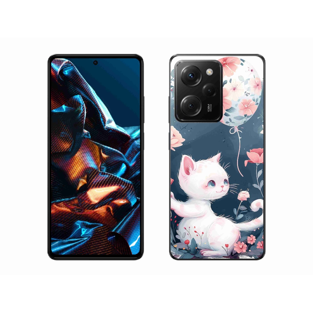 Gél borítás mmCase a Xiaomi Poco X5 Pro 5G számára - cica lufival