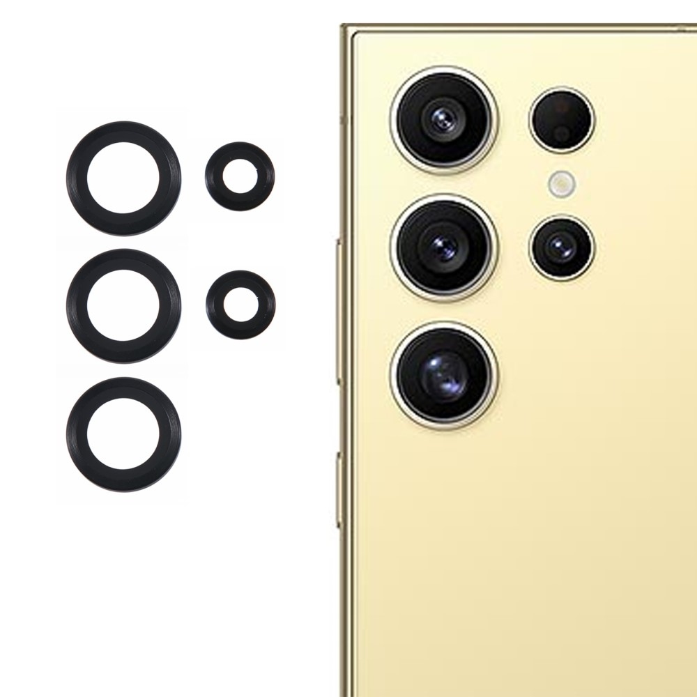 Fém kamera lencse üveg Samsung Galaxy S25 Ultra (3 különálló üveg) - fekete