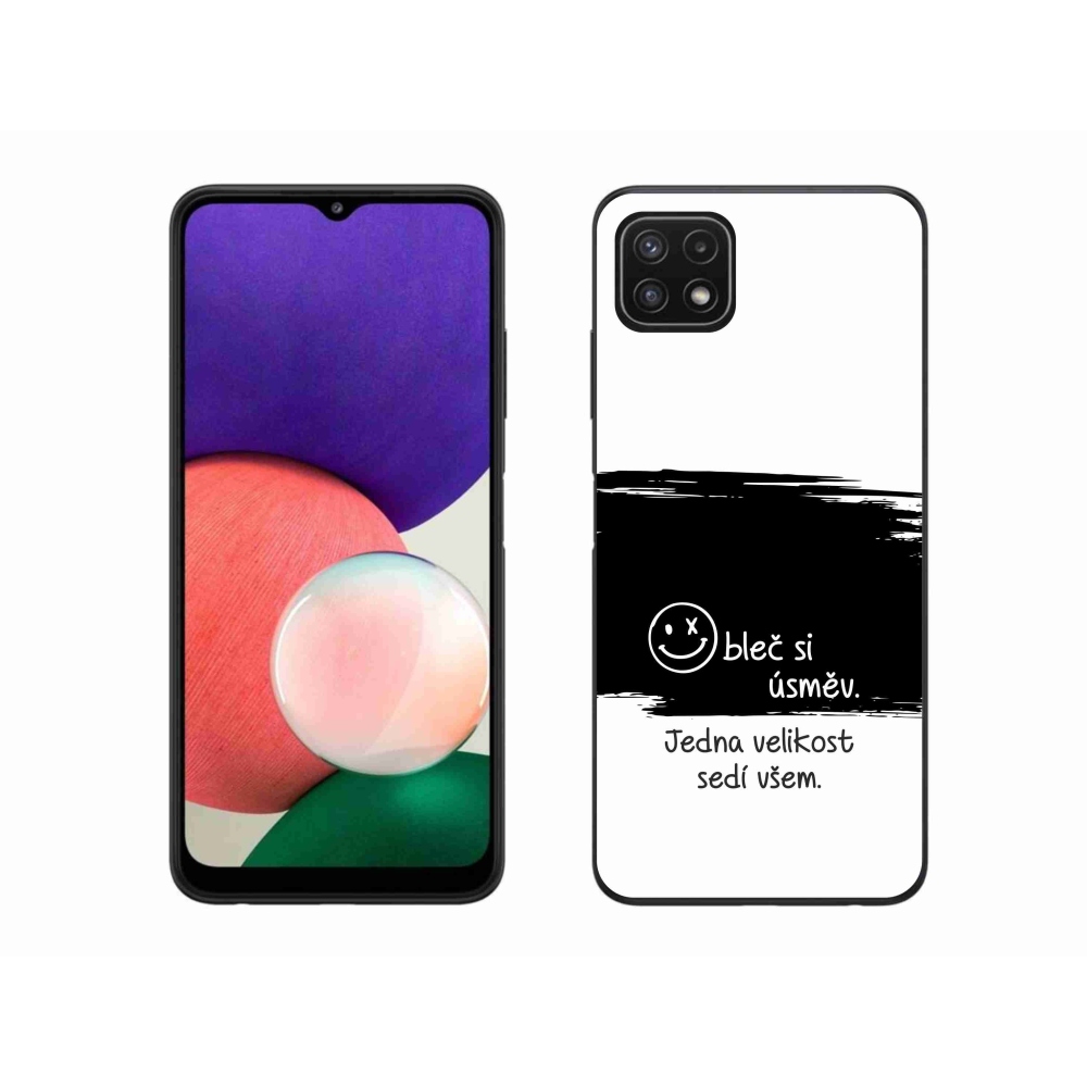 Gél borító mmCase Samsung Galaxy A22 5G - vicces szöveg 8 fekete és fehér háttérrel