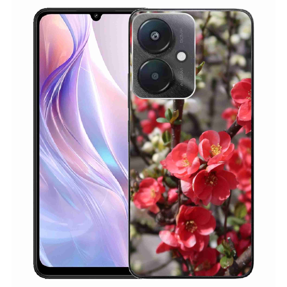 Gél borító mmCase a Xiaomi Redmi 13C 5G számára - piros virágok