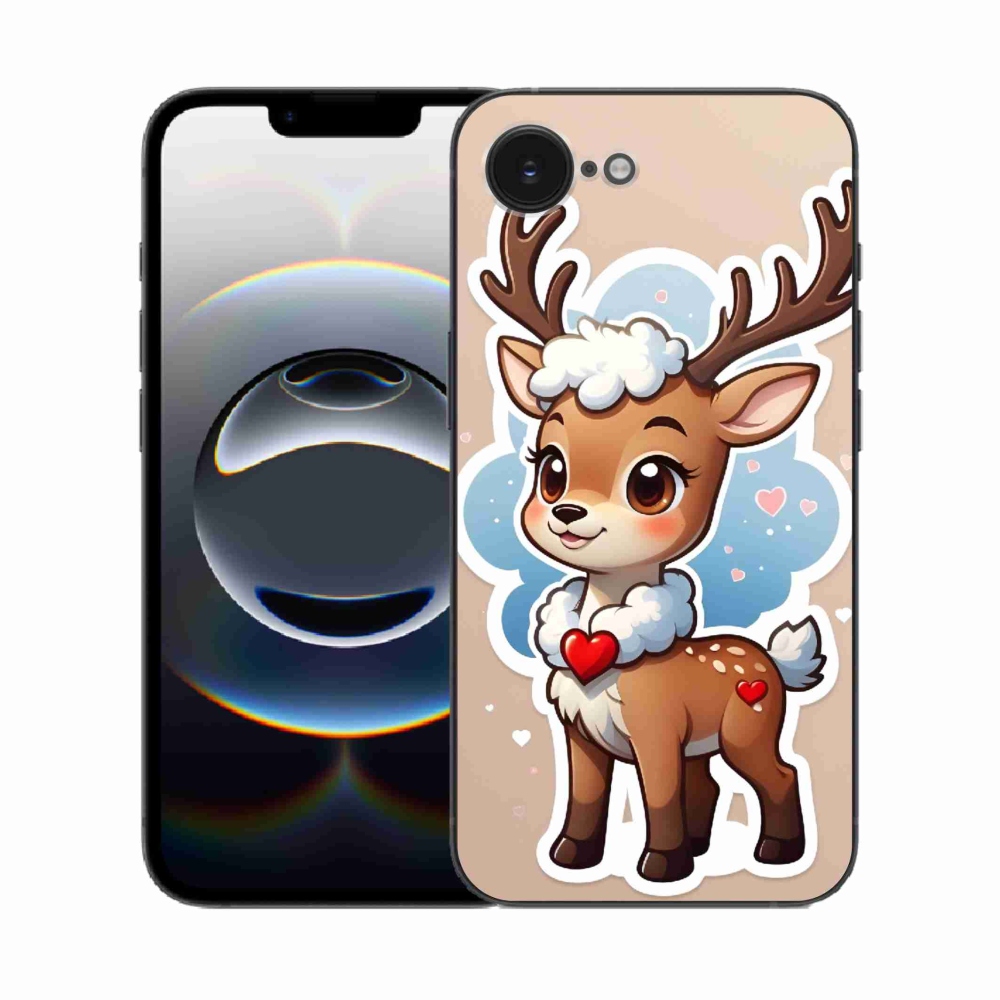 Zselés borítás mmCase iPhone 16e készülékhez - rajzfilm rénszarvas