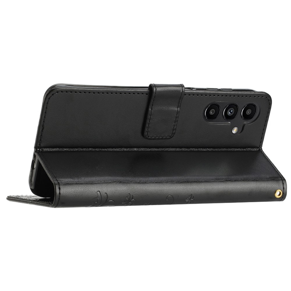 Virágok könyv tok Samsung Galaxy A05s készülékhez - fekete