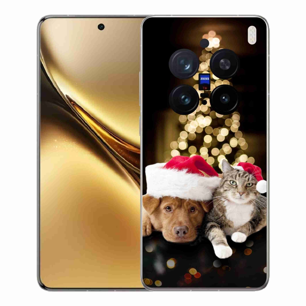 Zselés borítás mmCase a Vivo X200 Pro 5G készülékhez - Karácsonyi kutya és macska