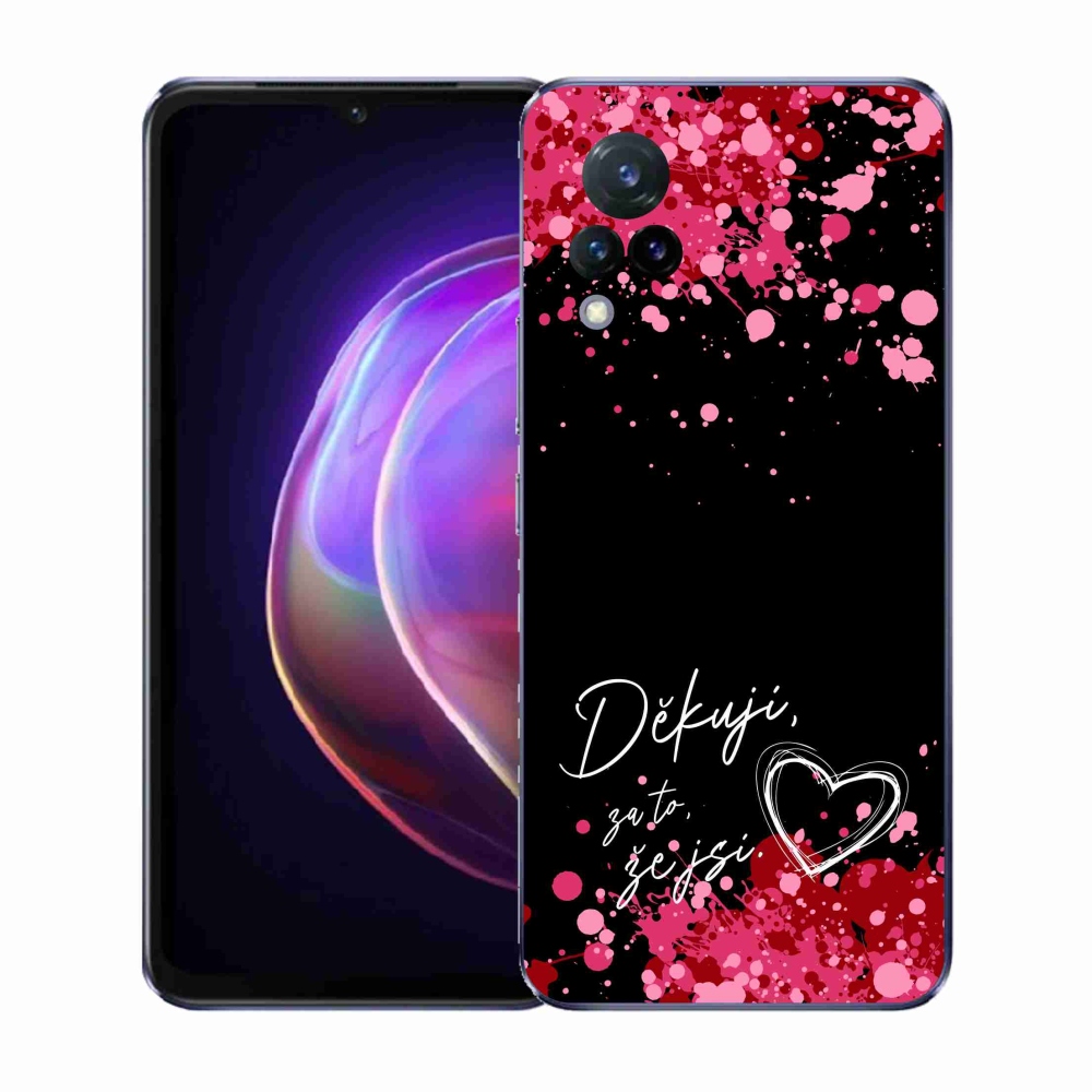 Gél borító mmCase a Vivo V21 4G/5G-n - szerelmes szöveg 2 fekete háttérrel