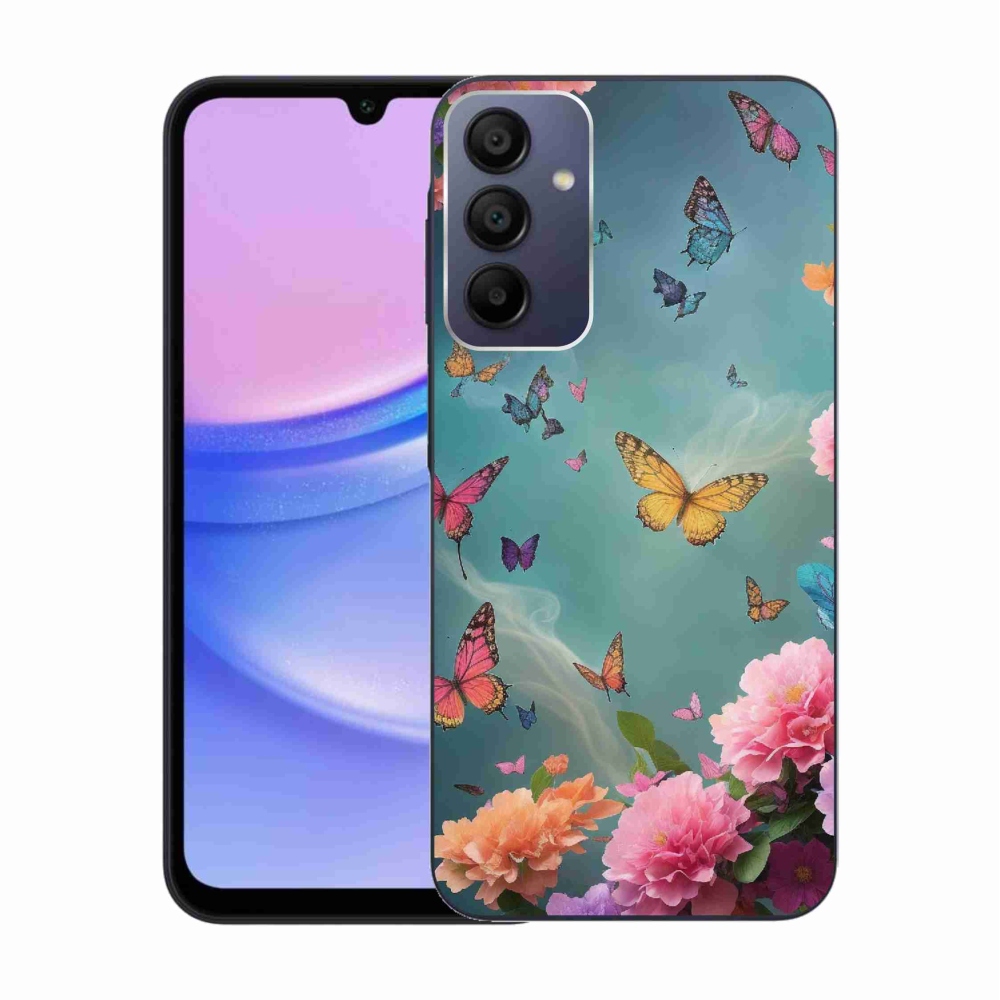 Gél borítás mmCase Samsung Galaxy A15 4G/5G - színes virágok és pillangók