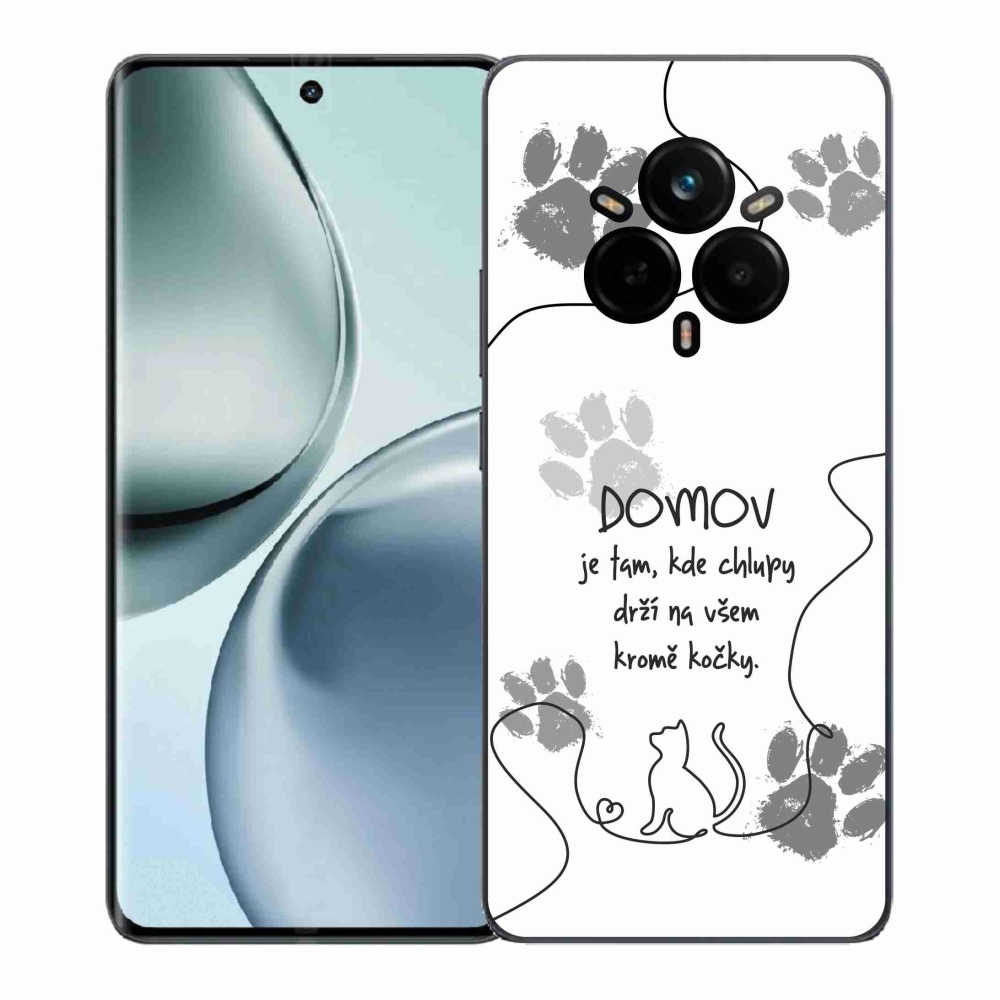Gél borító mmCase a Realme 14 Pro+ 5G készülékhez - macska motívum fehér háttérrel