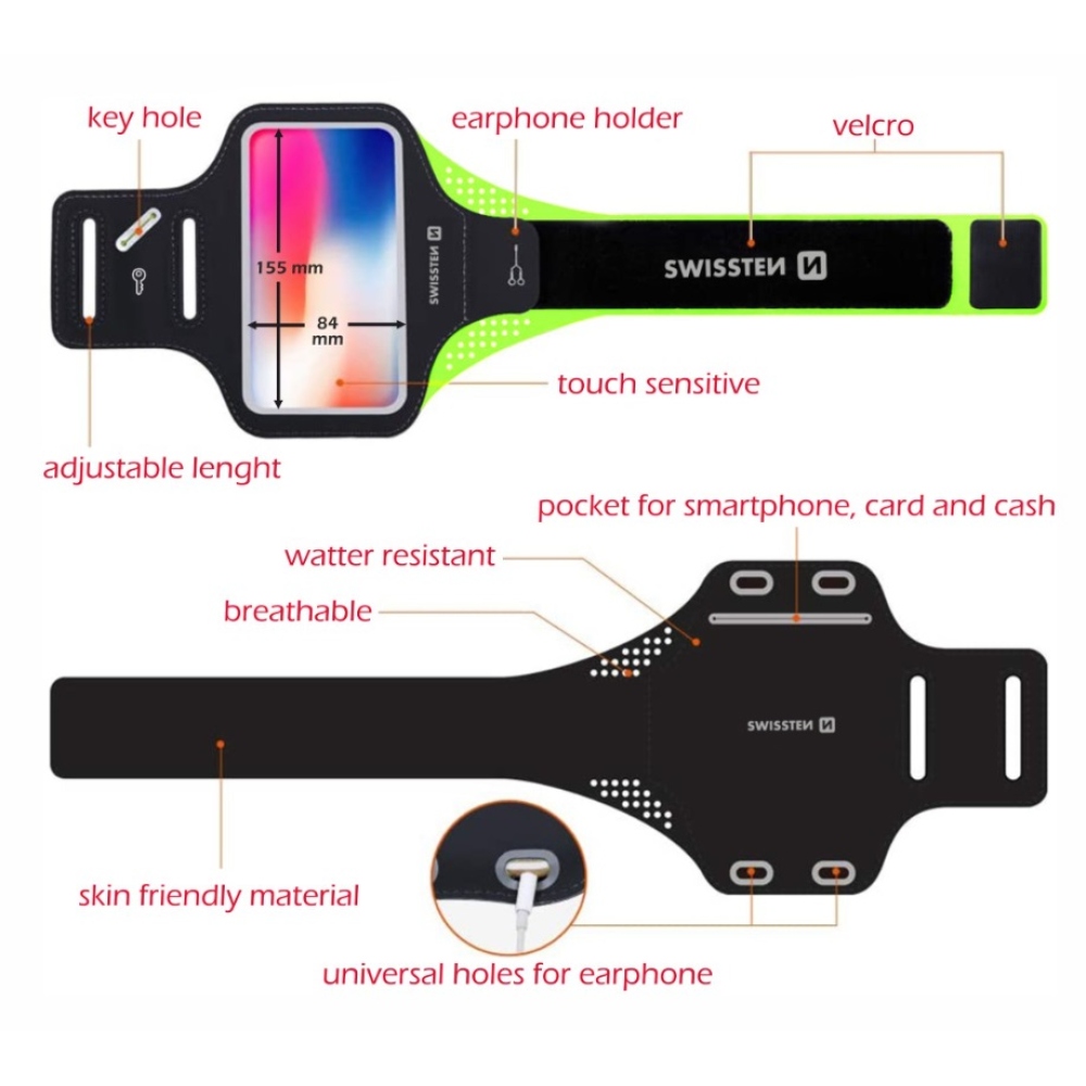 Swissten fitness karszalag 7 hüvelykig - fekete/zöld