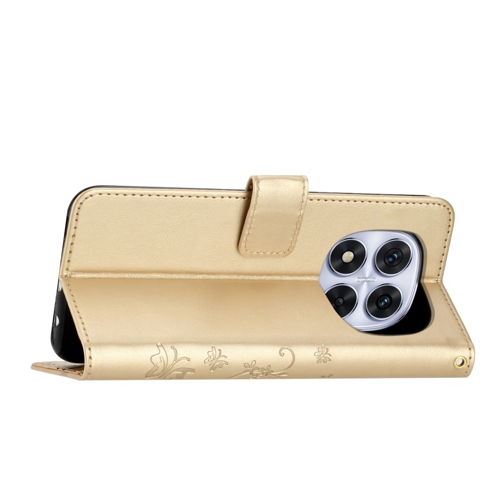 Virágos könyv tok Xiaomi Redmi Note 14 Pro 5G/Poco X7 5G - arany színű
