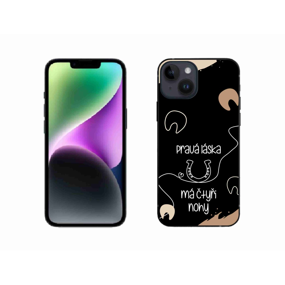 Gél borító mmCase iPhone 14 készülékhez - ló motívum fekete háttér