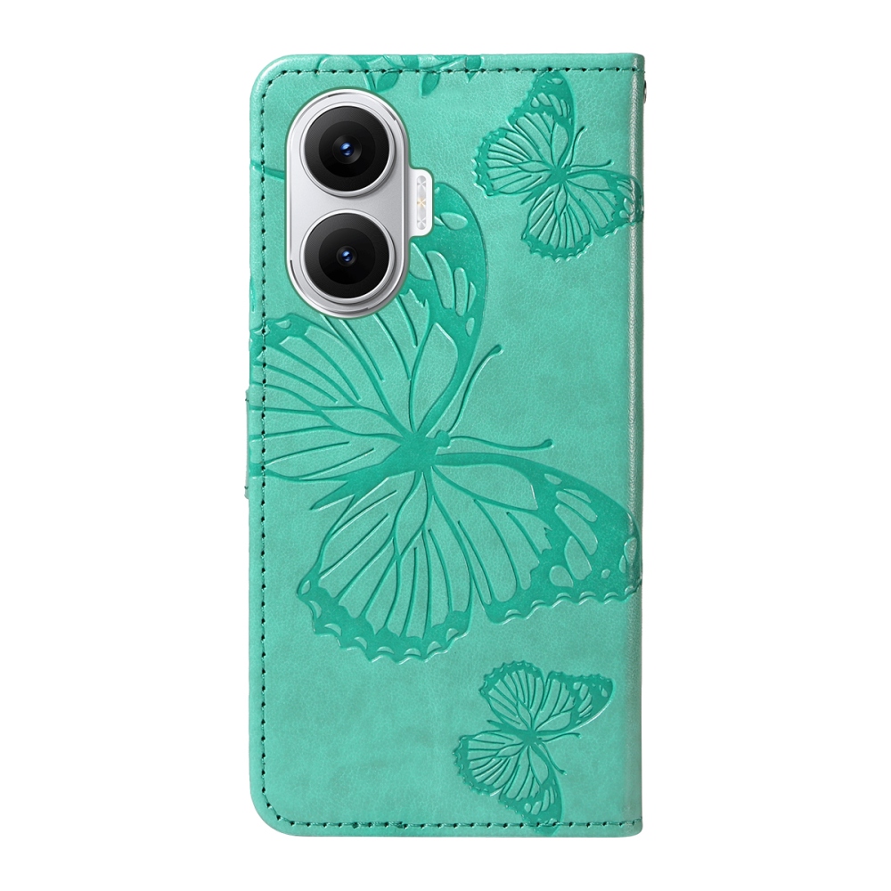 Nagy pillangó könyv tok a Xiaomi Poco F7 5G-hez - teal színű