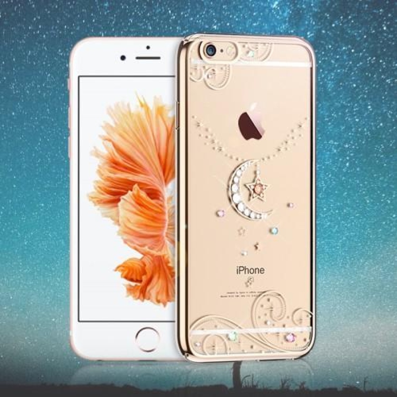 Xbar műanyag tok kristály díszítéssel iPhone 6s Plus és 6 Plus készülékhez - félhold/arany