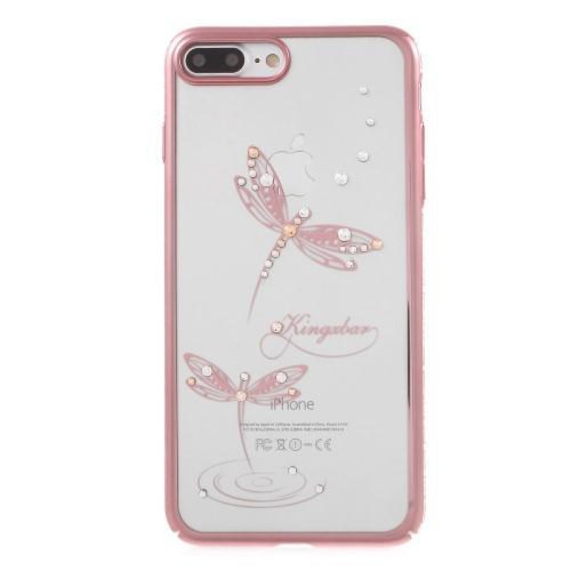 Xbar műanyag tok kristályokkal díszített iPhone 7 Plus és iPhone 8 Plus készülékhez - szitakötő