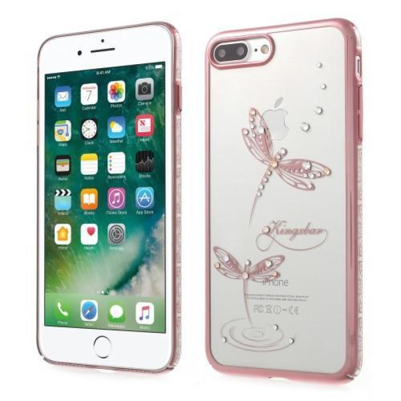 Xbar műanyag tok kristályokkal díszített iPhone 7 Plus és iPhone 8 Plus készülékhez - szitakötő