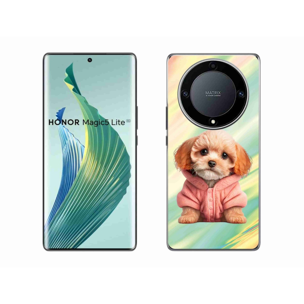 Gél borítás mmCase a Honor Magic 5 Lite 5G készülékhez - pulóveres kölyökkutyákhoz