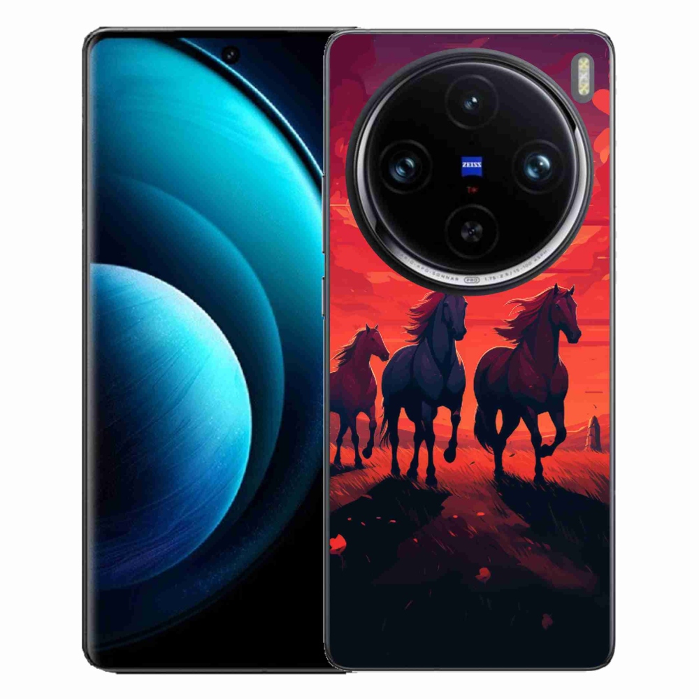 Zselés borítás mmCase a Vivo X100 Pro 5G-hez - lovak és naplemente