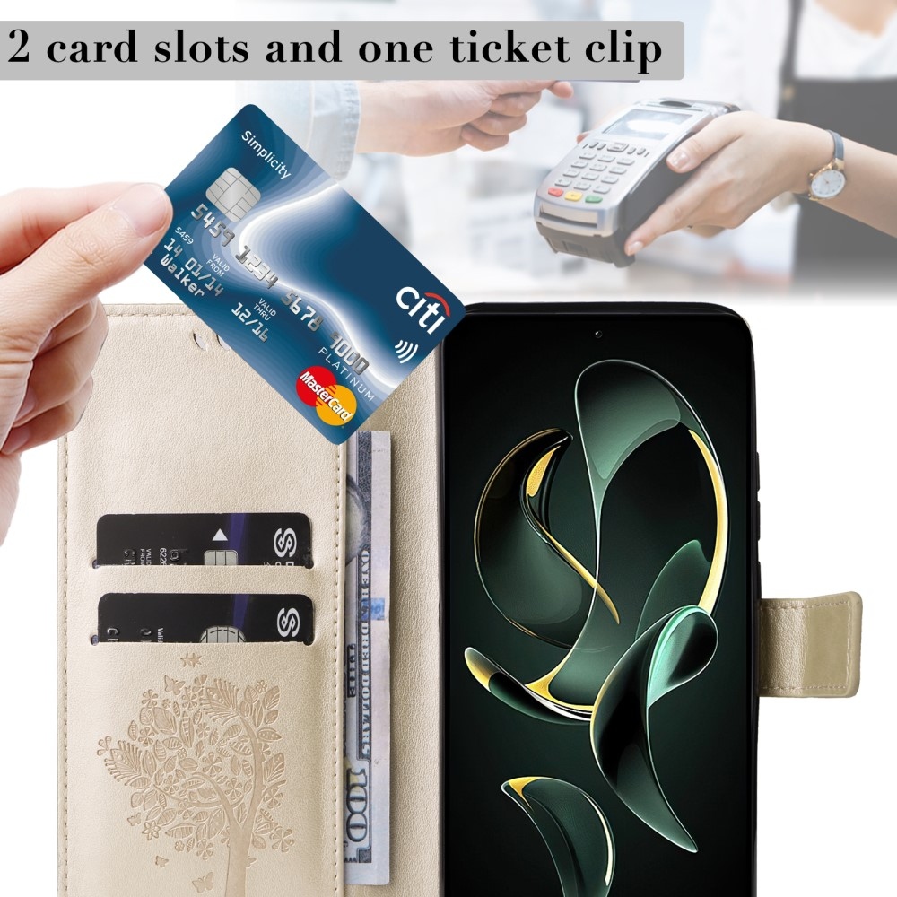 Fa könyv tok Xiaomi 13T/13T Pro-hoz - arany színű