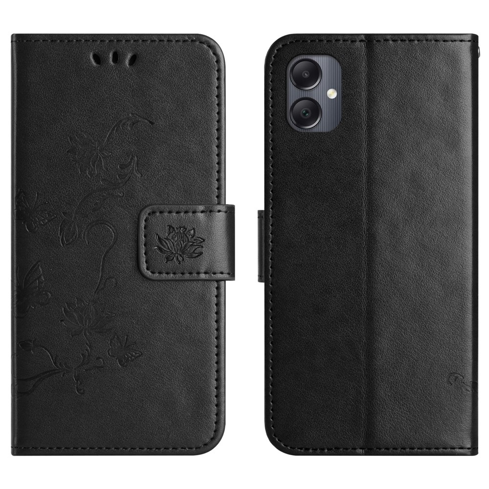 Virágos könyv tok Samsung Galaxy A07 4G készülékhez - fekete
