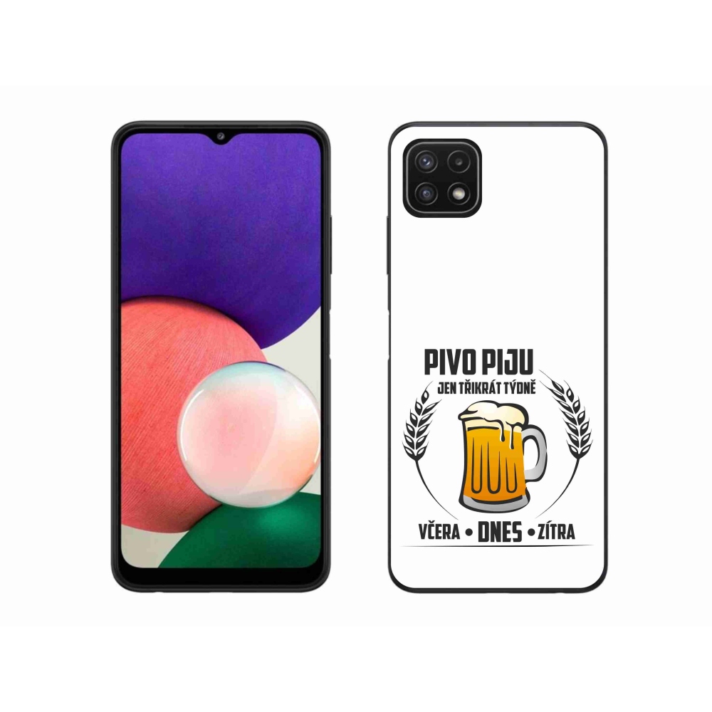 Gél borítás mmCase Samsung Galaxy A22 5G - sör motívum fehér háttérrel