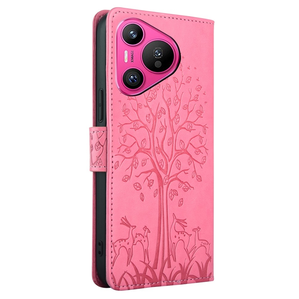 Fa könyvtáska a Huawei Pura 70-hez - rózsaszínű