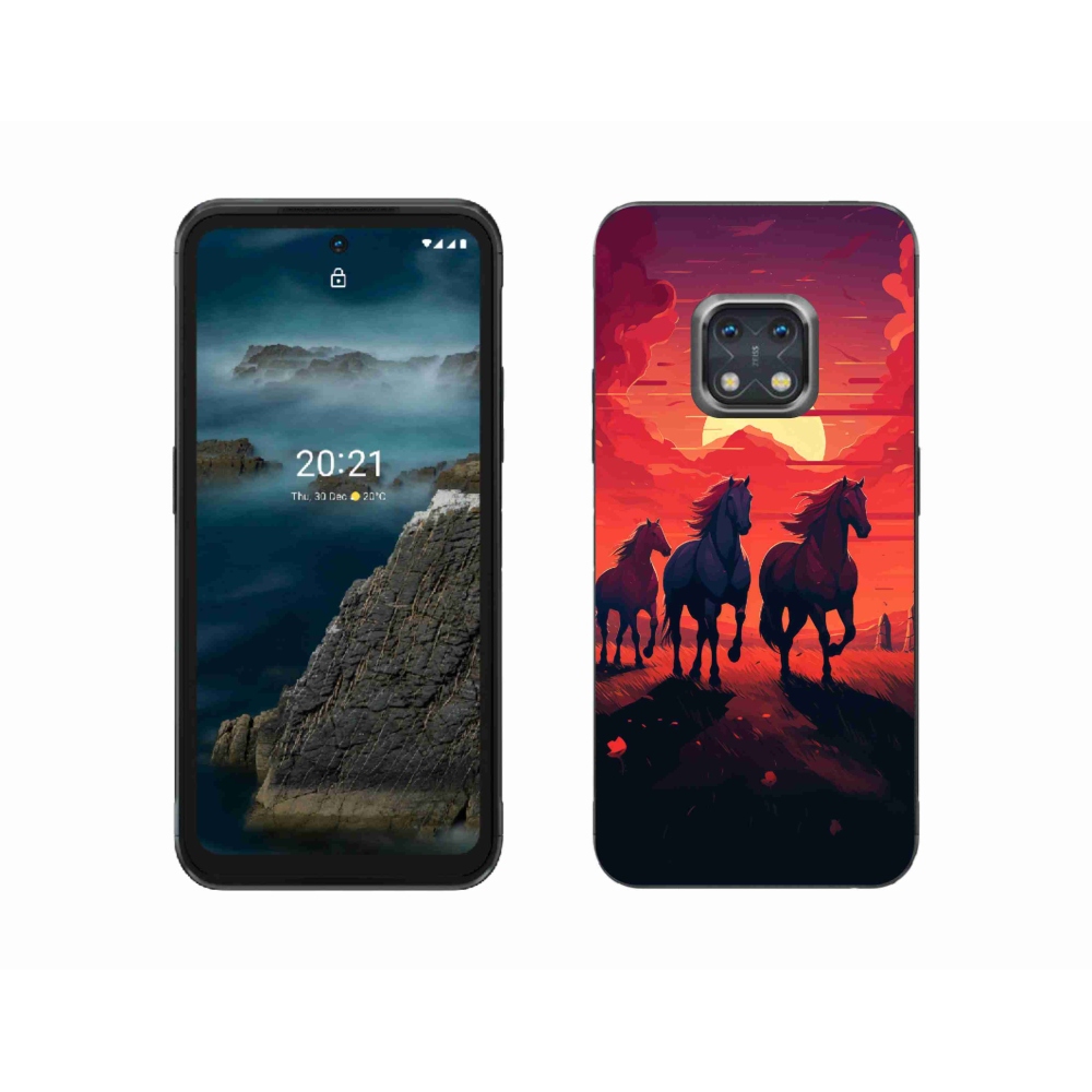 Zselés borítás mmCase a Nokia XR20 készülékhez - lovak és naplemente