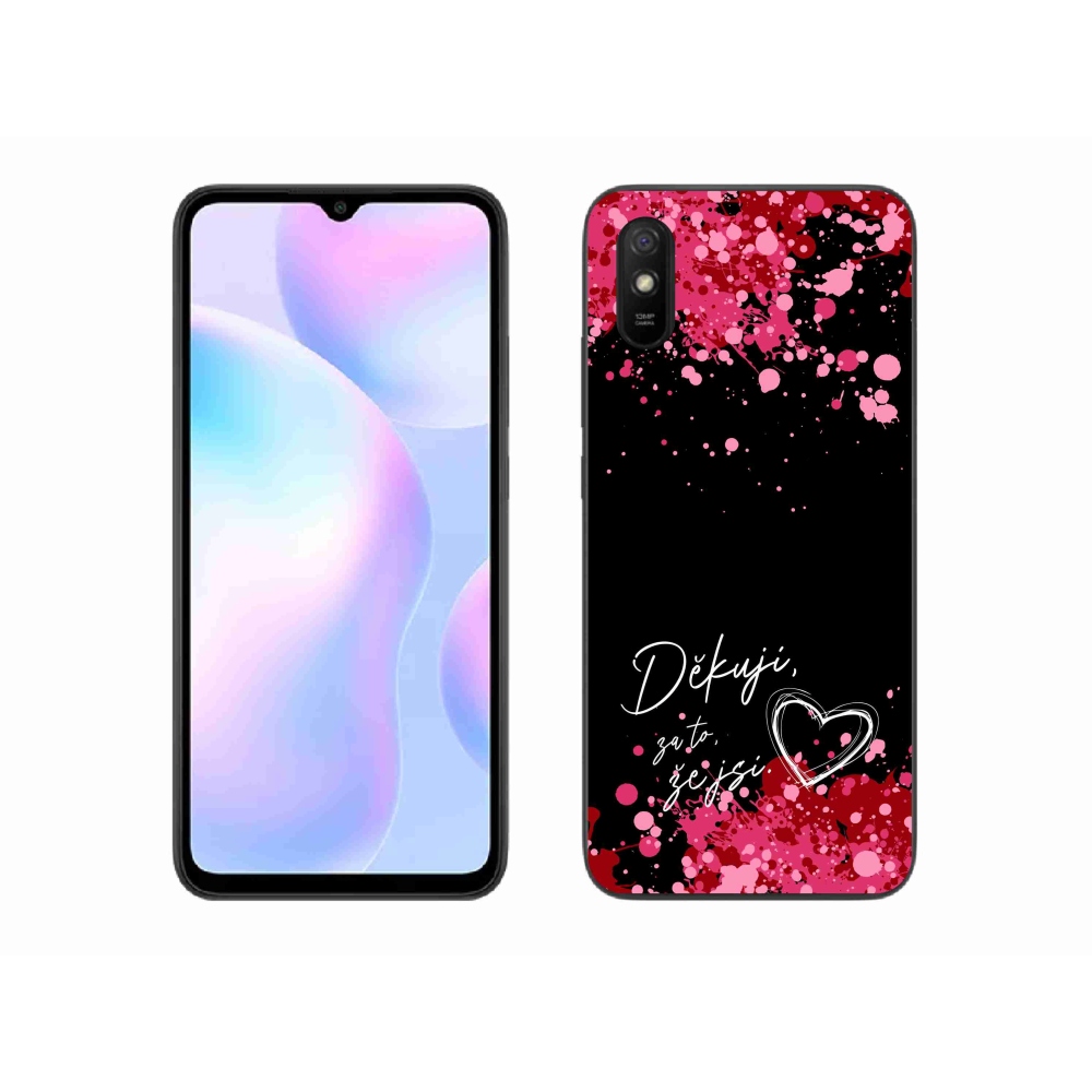 Gél borító mmCase a Xiaomi Redmi 9A - love text 2 fekete háttérrel