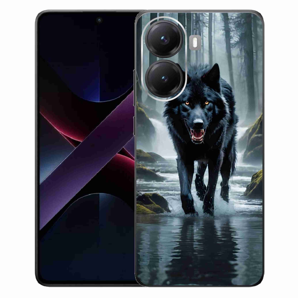 Zselés borítás mmCase a Xiaomi Poco X7 Pro 5G számára - fekete farkas