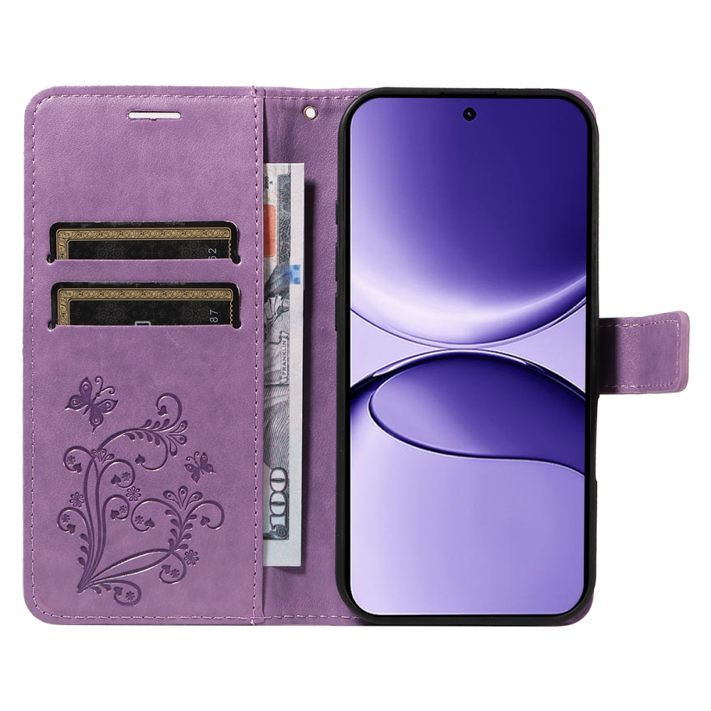Nagy pillangó könyv tok a Xiaomi Poco F7 5G-hez - lila