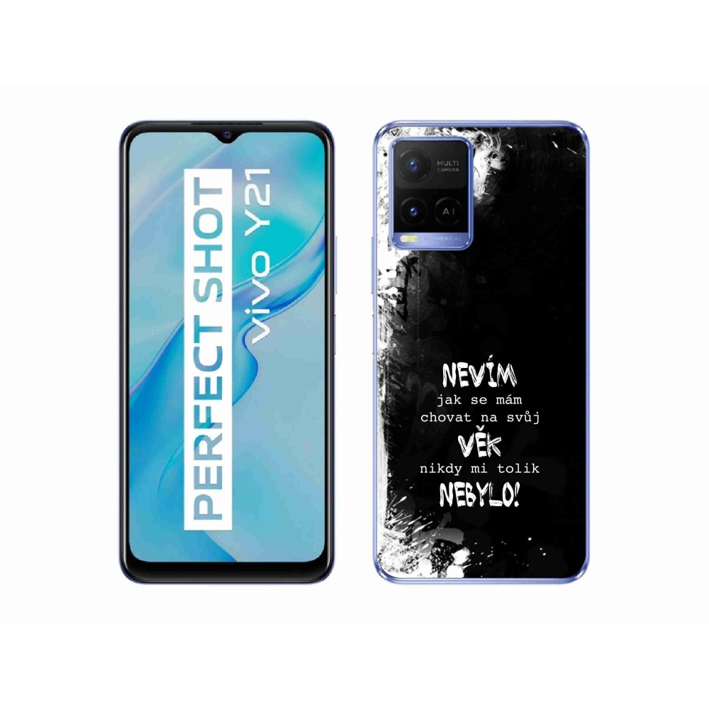 Gél borító mmCase a Vivo Y21/Y21s/Y33s készülékhez - vicces szöveg 14 fekete háttér