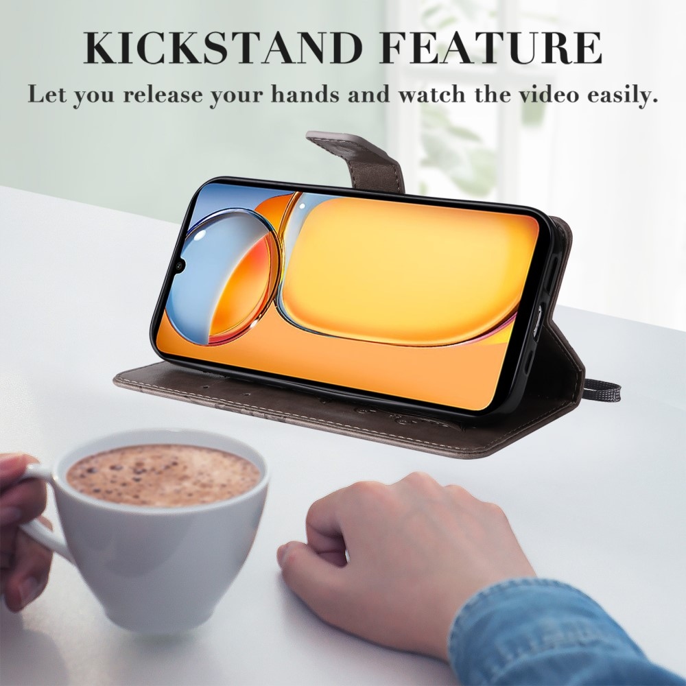 Nagy pillangó könyv tok Xiaomi Poco C65/Redmi 13C - szürke