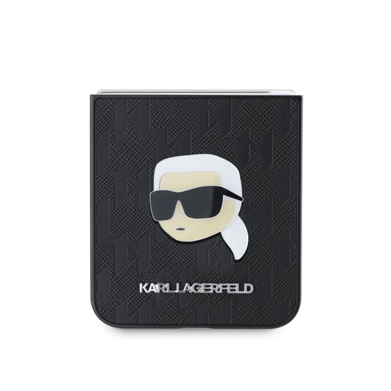 Karl Lagerfeld PU Saffiano Monogram Karl Head hátlap Samsung Galaxy Z Flip 6 Fekete fekete