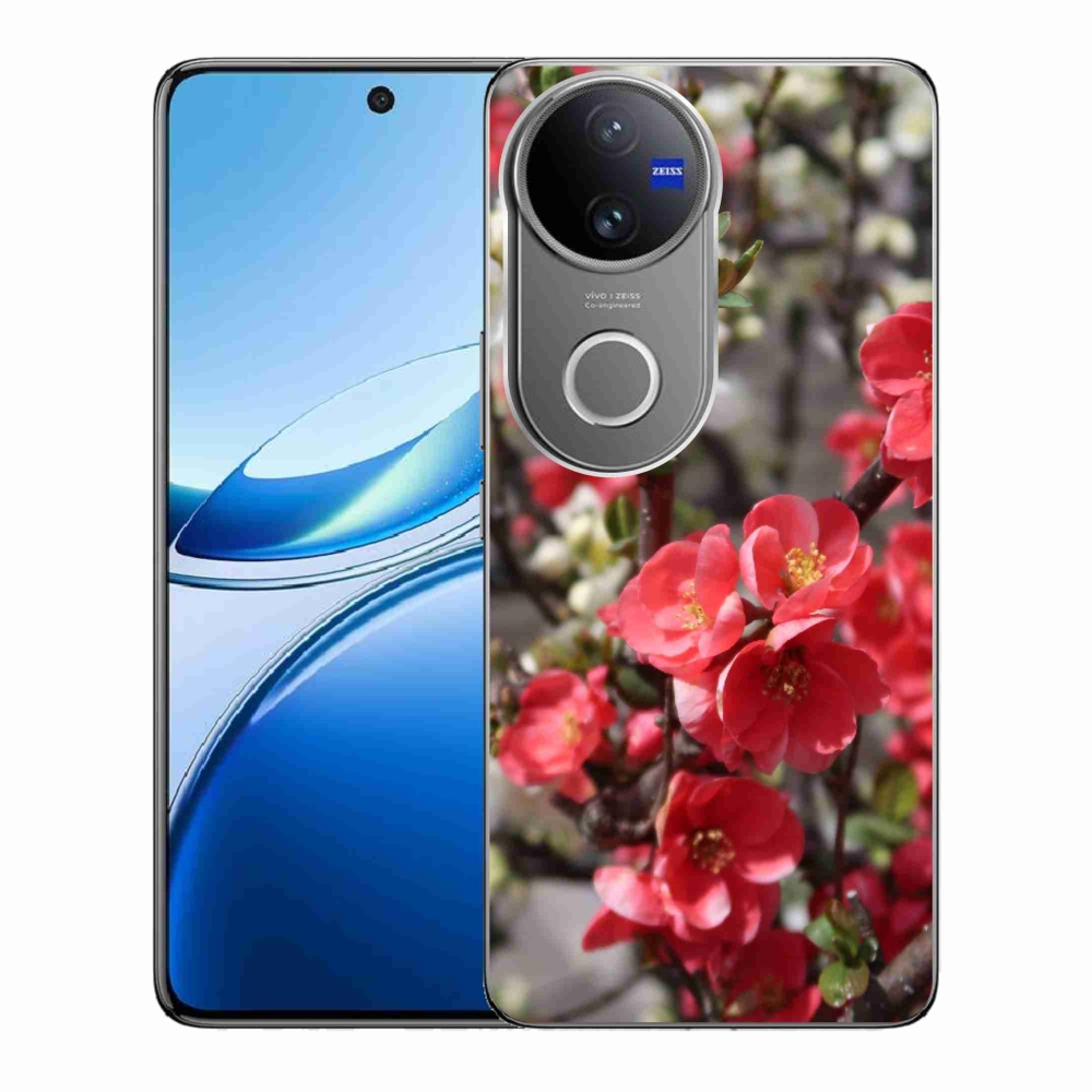 Zselés borítás mmCase a Vivo V50 5G-hez - piros virágok