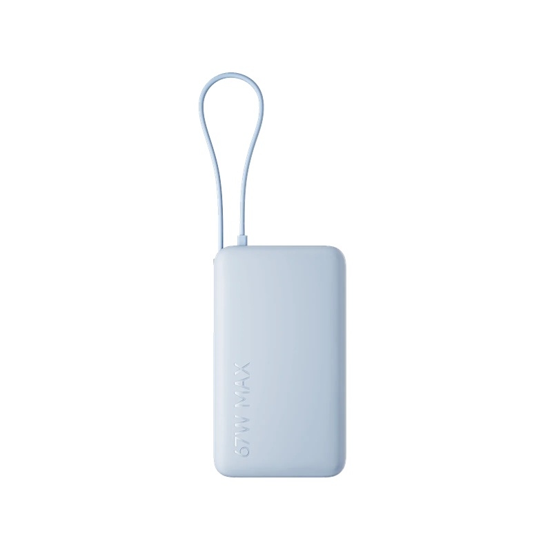 Xiaomi 67 W-os, 10 000 mAh-s powerbank beépített USB-C-kábellel, jégkék színben