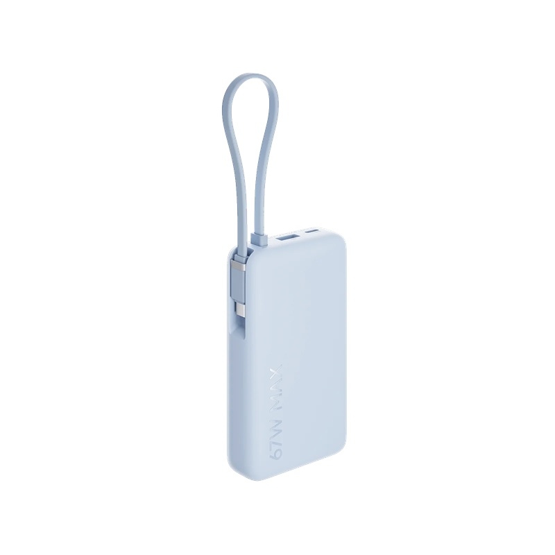 Xiaomi 67 W-os, 10 000 mAh-s powerbank beépített USB-C-kábellel, jégkék színben