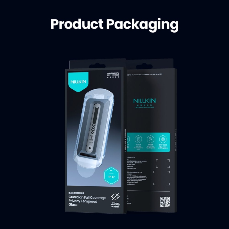 Nillkin Edzett üveg 0.25mm Guardian 2.5D Apple iPhone 17 fekete (applikátorral)