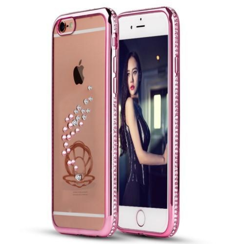 Xin zselés tok kristályokkal iPhone 6s Plus és 6 Plus készülékhez - rózsaszín kagylóhüvely
