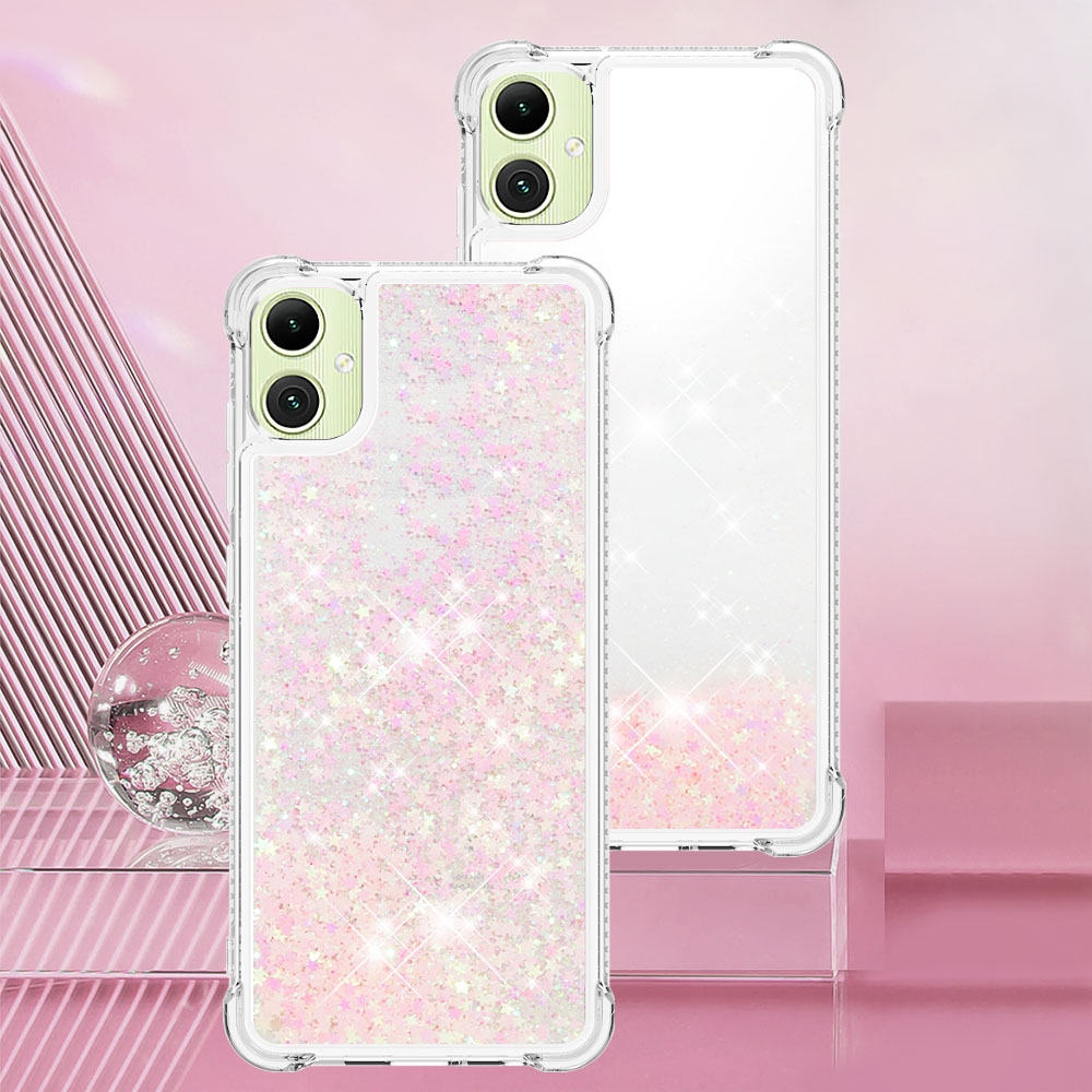 Glitter homokóra zselés tok Samsung Galaxy A07 4G - rózsaszín / csillagok
