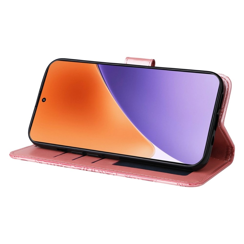 Napraforgó könyv tok a Xiaomi 15-öshöz - rózsaszín