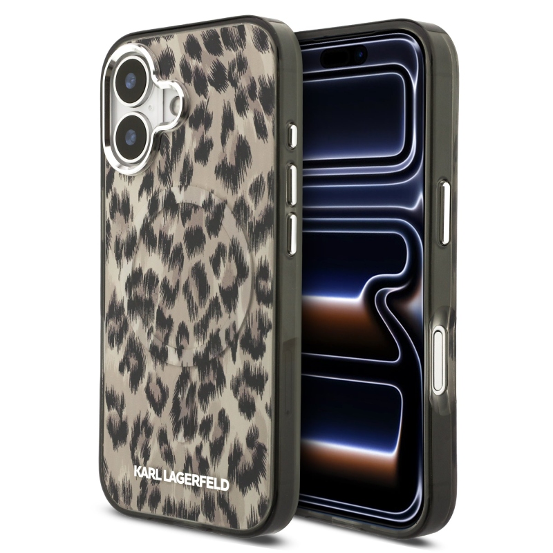Karl Lagerfeld IML Leopard MagSafe hátlap iPhone 17-hez, barna