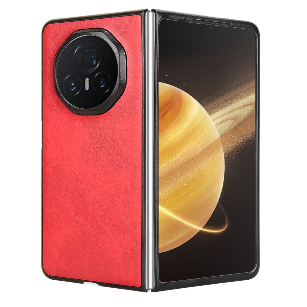 Textúrás műanyag tok műbőrrel Honor Magic V3-hoz - piros