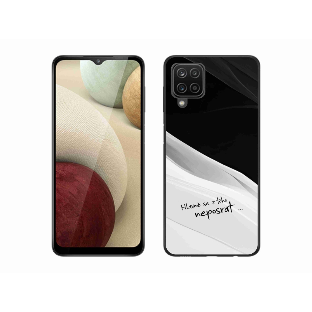 Gél borító mmCase Samsung Galaxy A12 készülékhez - vicces szöveg 13 fehér és fekete háttérrel