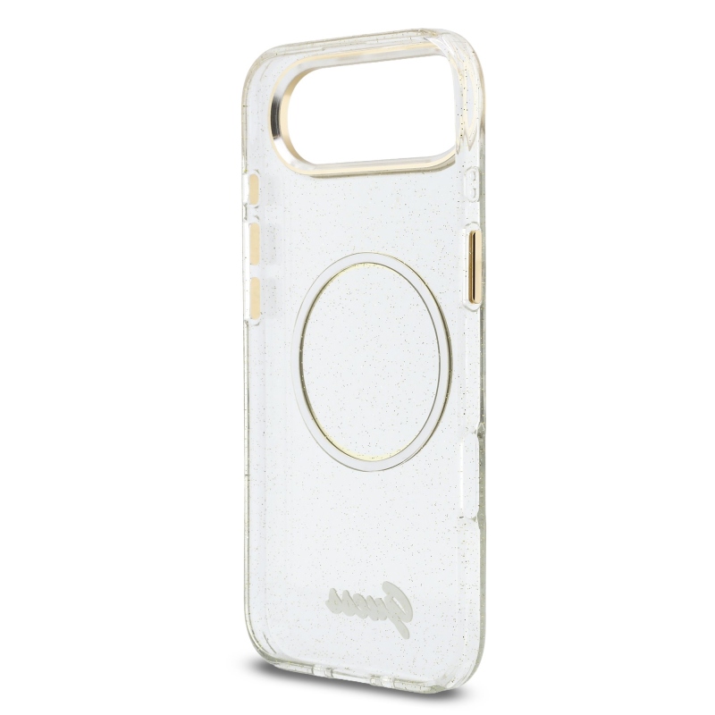 Guess IML Glitter Script Strap MagSafe hátlapi borító az iPhone Airhez Átlátszó