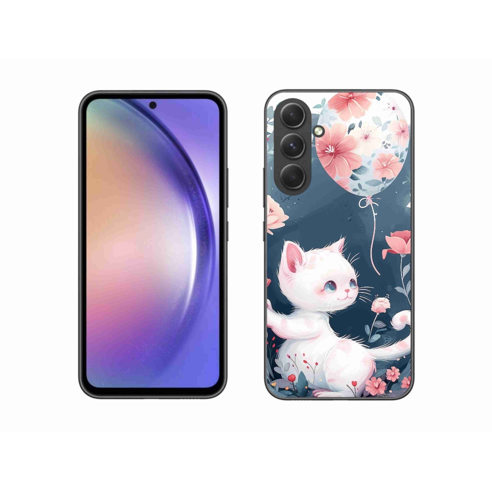 Gél borító mmCase Samsung Galaxy A54 5G - cica lufival mmCase - Samsung Galaxy A54 5G - cica lufival